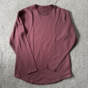 BYLT Drop Cut Lux Crew Neck Long Sleeve Casual Performance Men’s Large Polka Dot